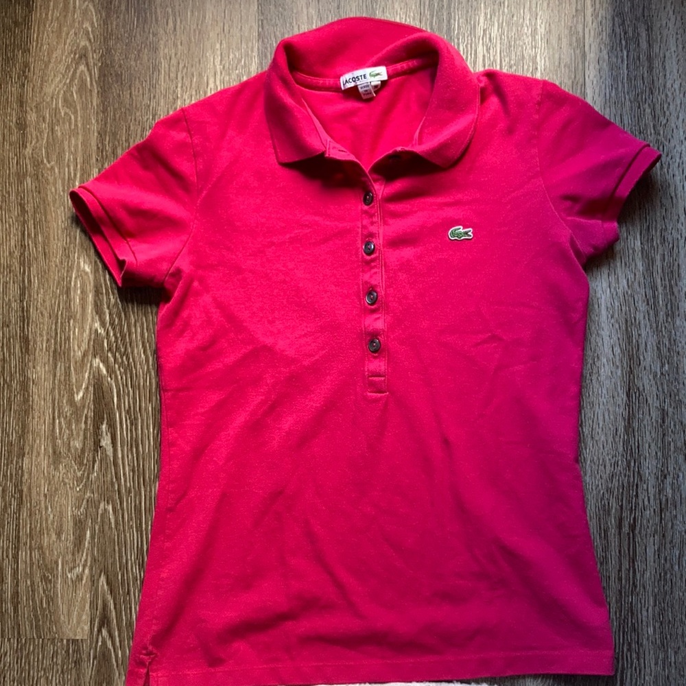 Deep pink Lacoste polo